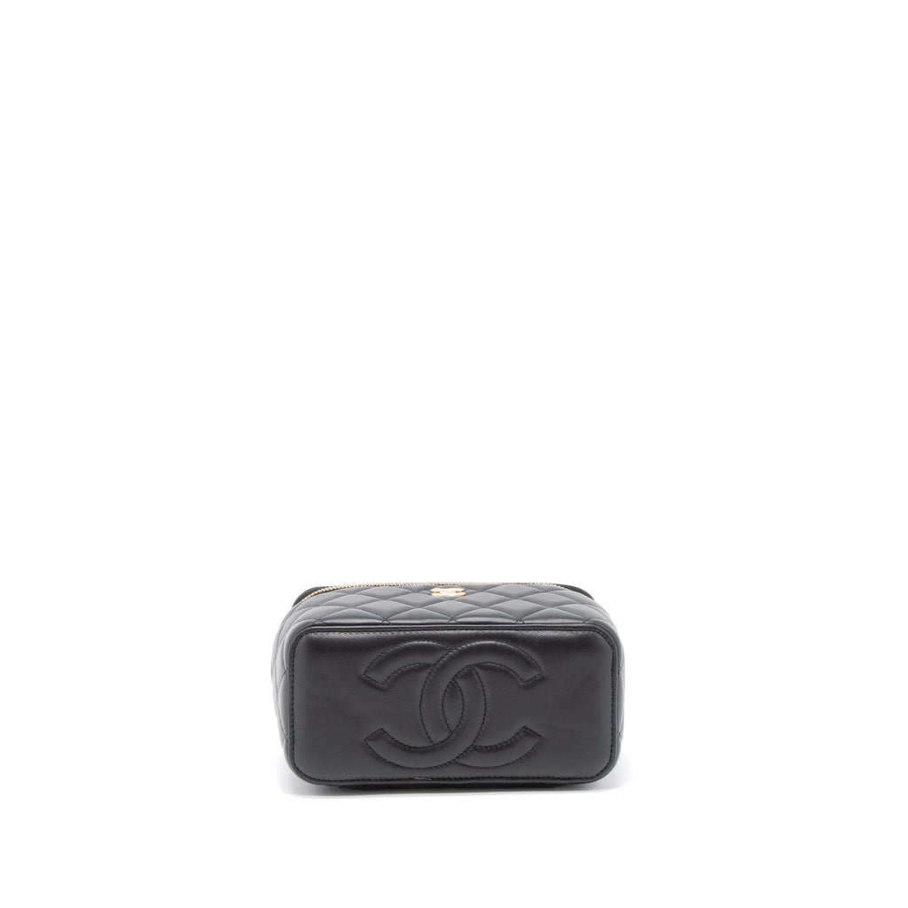 CHANEL 23C PEARL CRUSH LONG VANITY LAMBSKIN BLACK BRUSHED GHW (MICROCHIP)