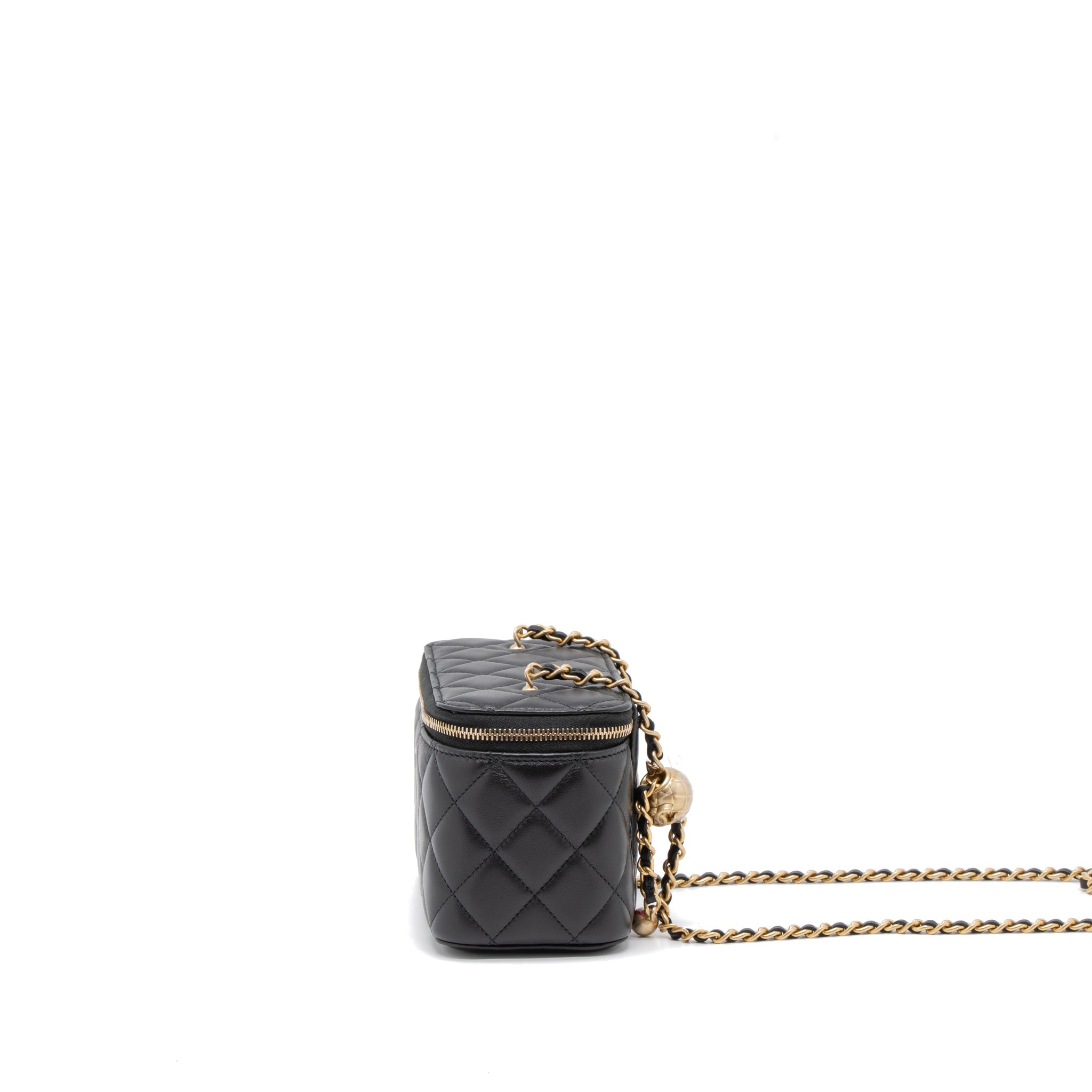 CHANEL 23C PEARL CRUSH LONG VANITY LAMBSKIN BLACK BRUSHED GHW (MICROCHIP)