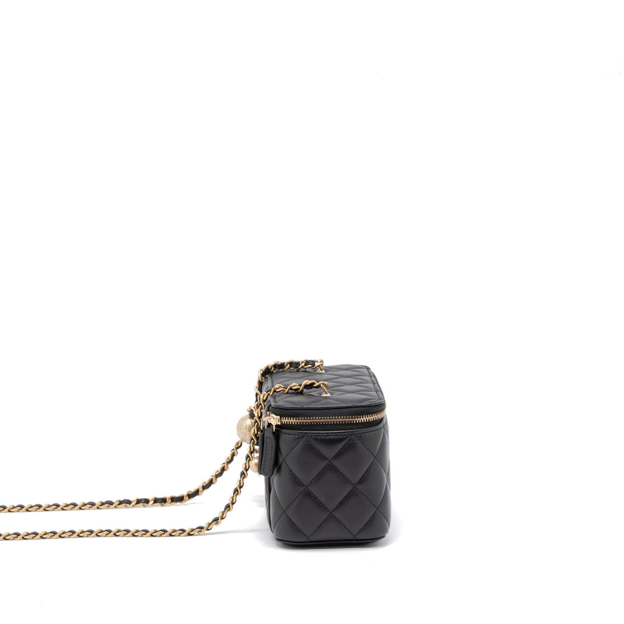 CHANEL 23C PEARL CRUSH LONG VANITY LAMBSKIN BLACK BRUSHED GHW (MICROCHIP)