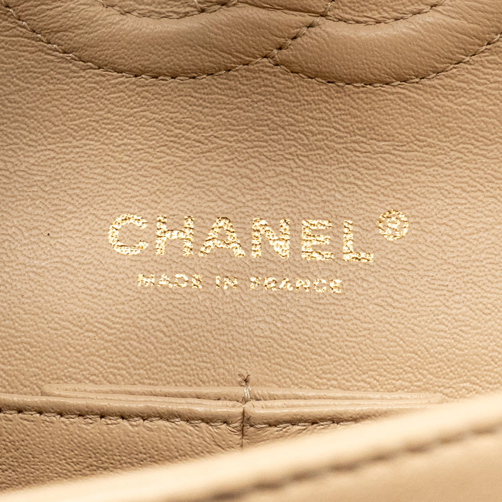 CHANEL MEDIUM DOUBLE FLAP BAG LAMBSKIN BEIGE GHW