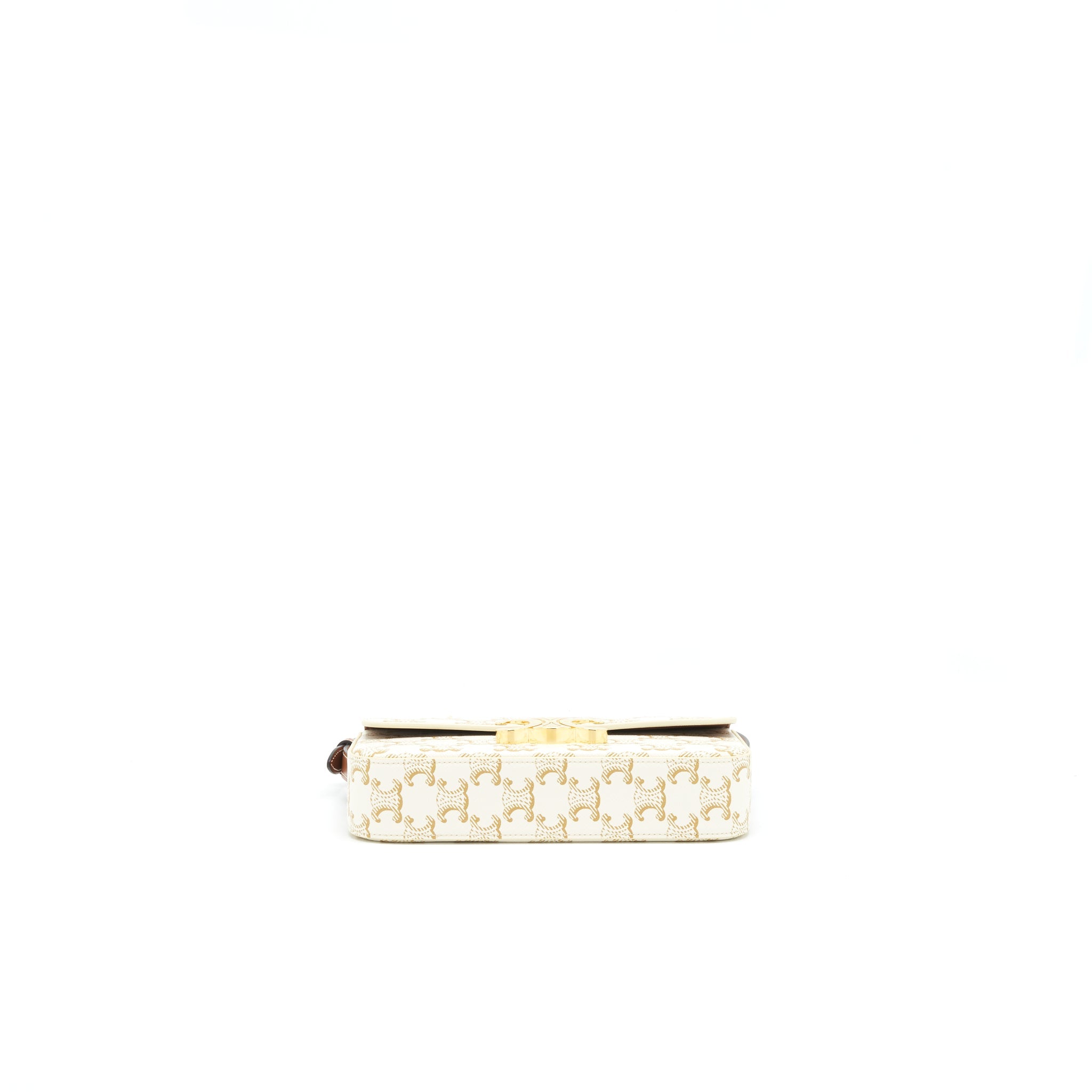 CELINE TRIOMPHE SHOULDER BAG IN TRIOMPHE CANVAS AND CALFSKIN WHITE