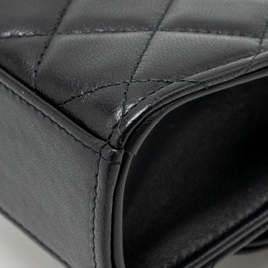 CHANEL MINI TRENDY CC CLUTCH WITH CHAIN LAMBSKIN BLACK LGHW