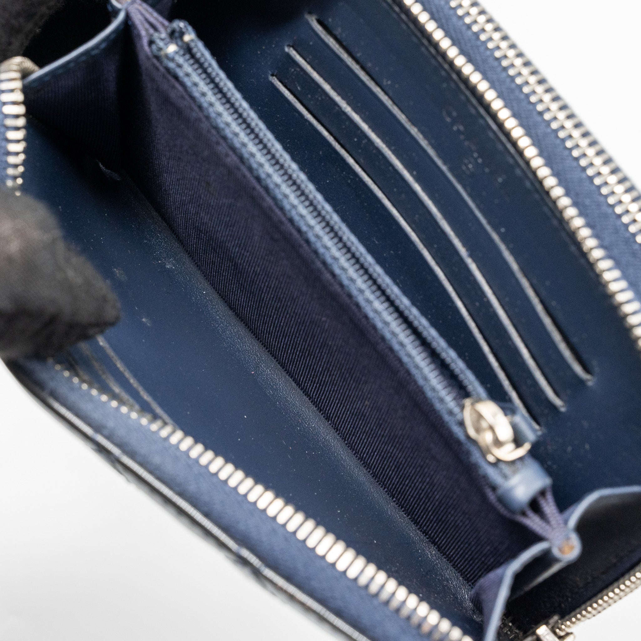 CHANEL DOUBLE ZIP WALLET PATENT NAVY SHW