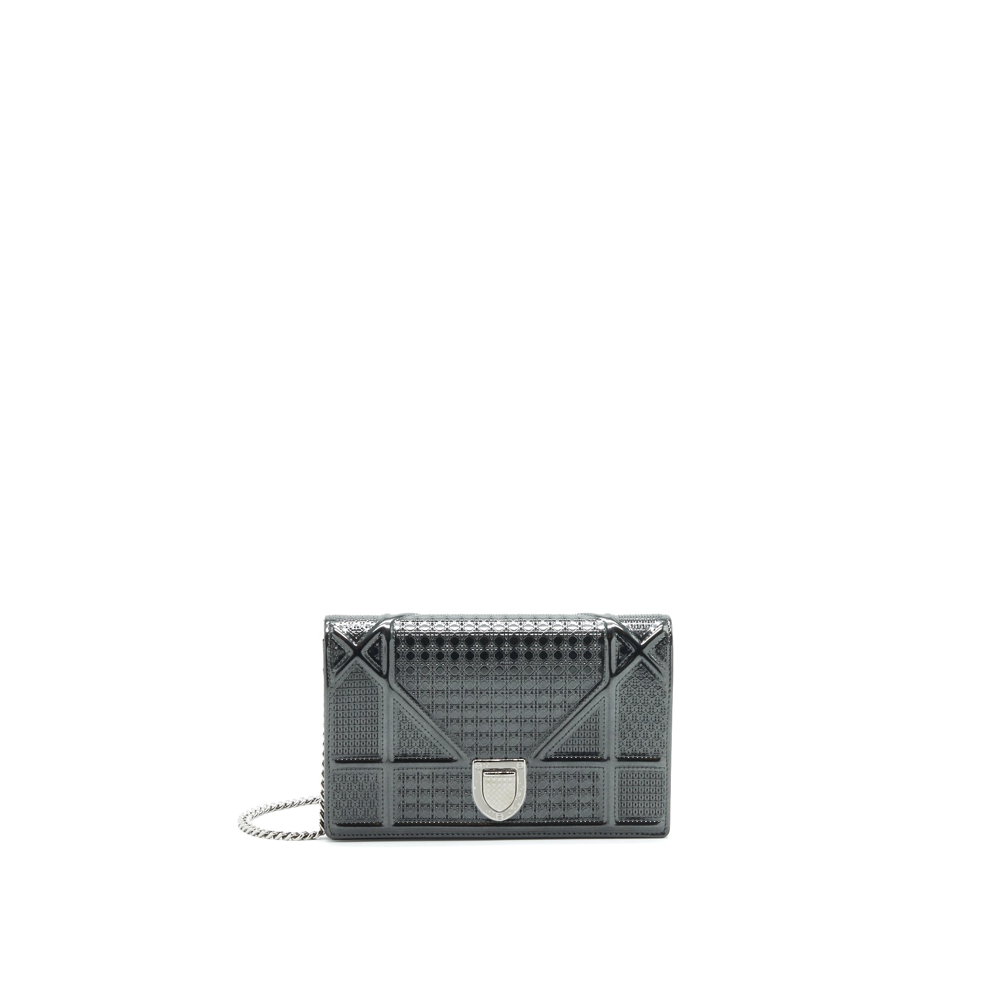 DIOR DIORAMA WALLET ON CHAIN METALLIC BLACK SHW