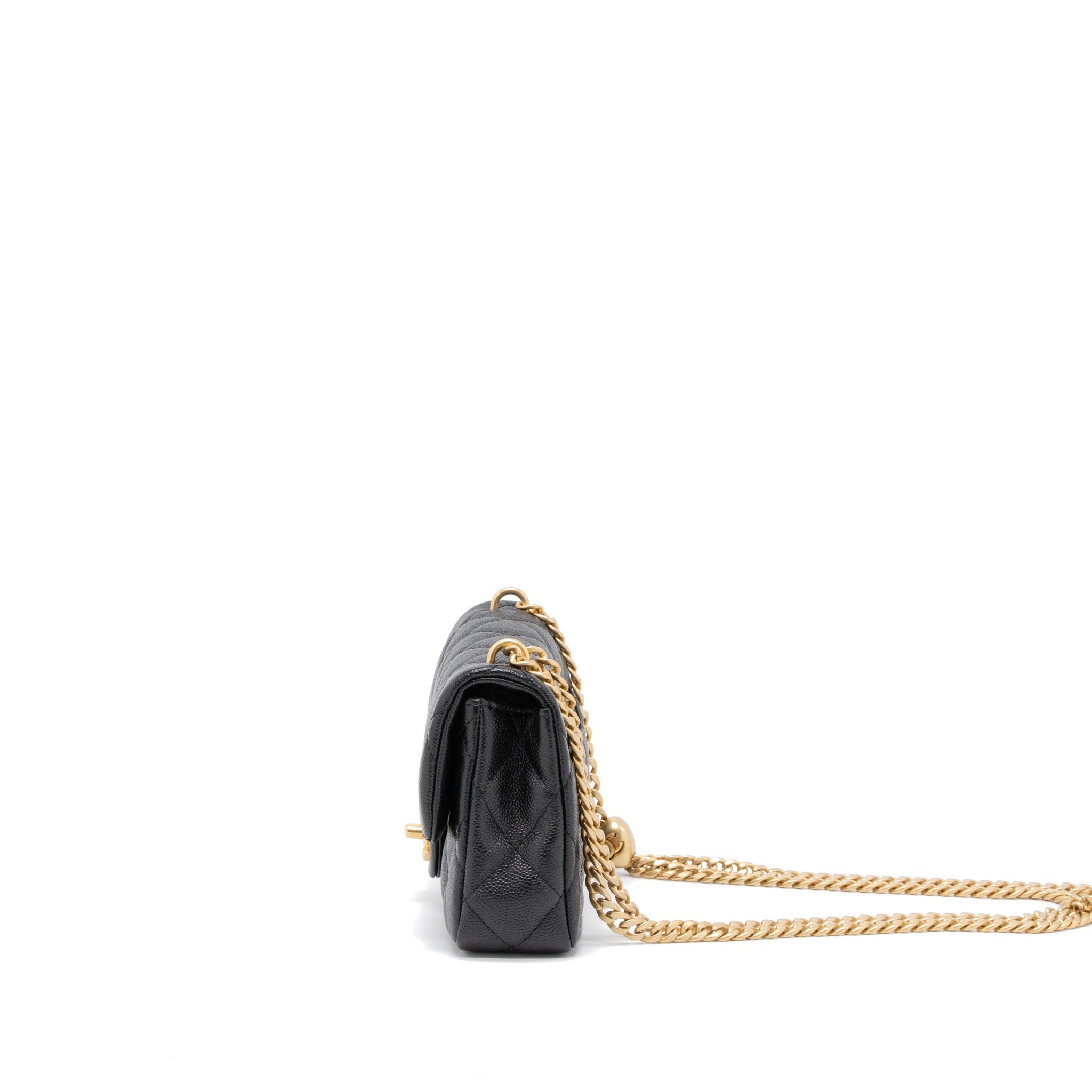 CHANEL 23P MINI COCO LOVE FLAP BAG CAVIAR BLACK GHW (MICROCHIP)