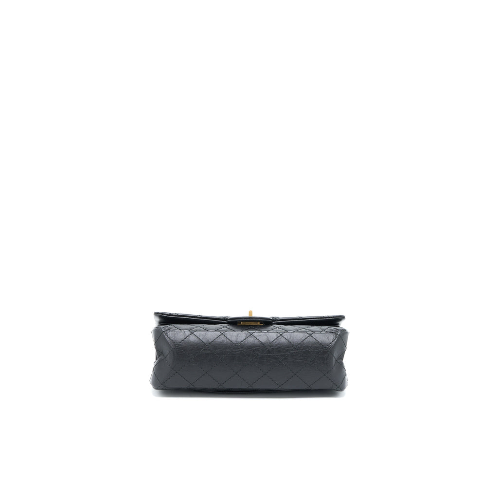 CHANEL SMALL 2.55 225 REISSUE FLAP BAG AGED CALFSKIN BLACK BRUSHED GHW