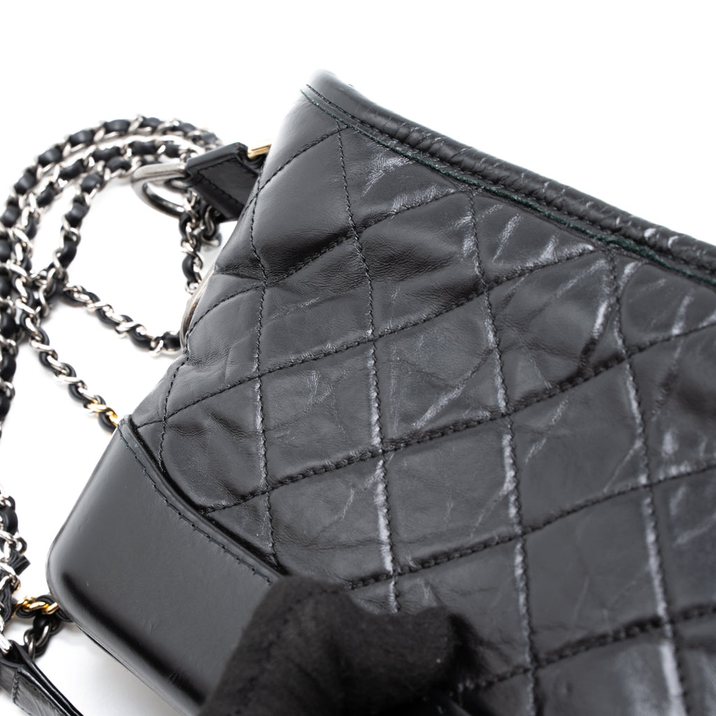 CHANEL SMALL GABRIELLE HOBO BAG AGED CALFSKIN BLACK MULTICOLOUR HARDWARE