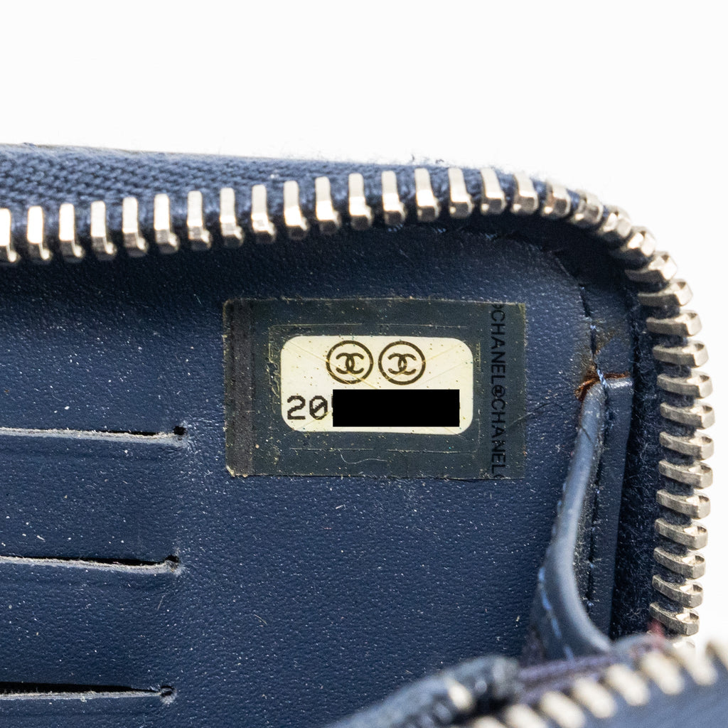CHANEL DOUBLE ZIP WALLET PATENT NAVY SHW