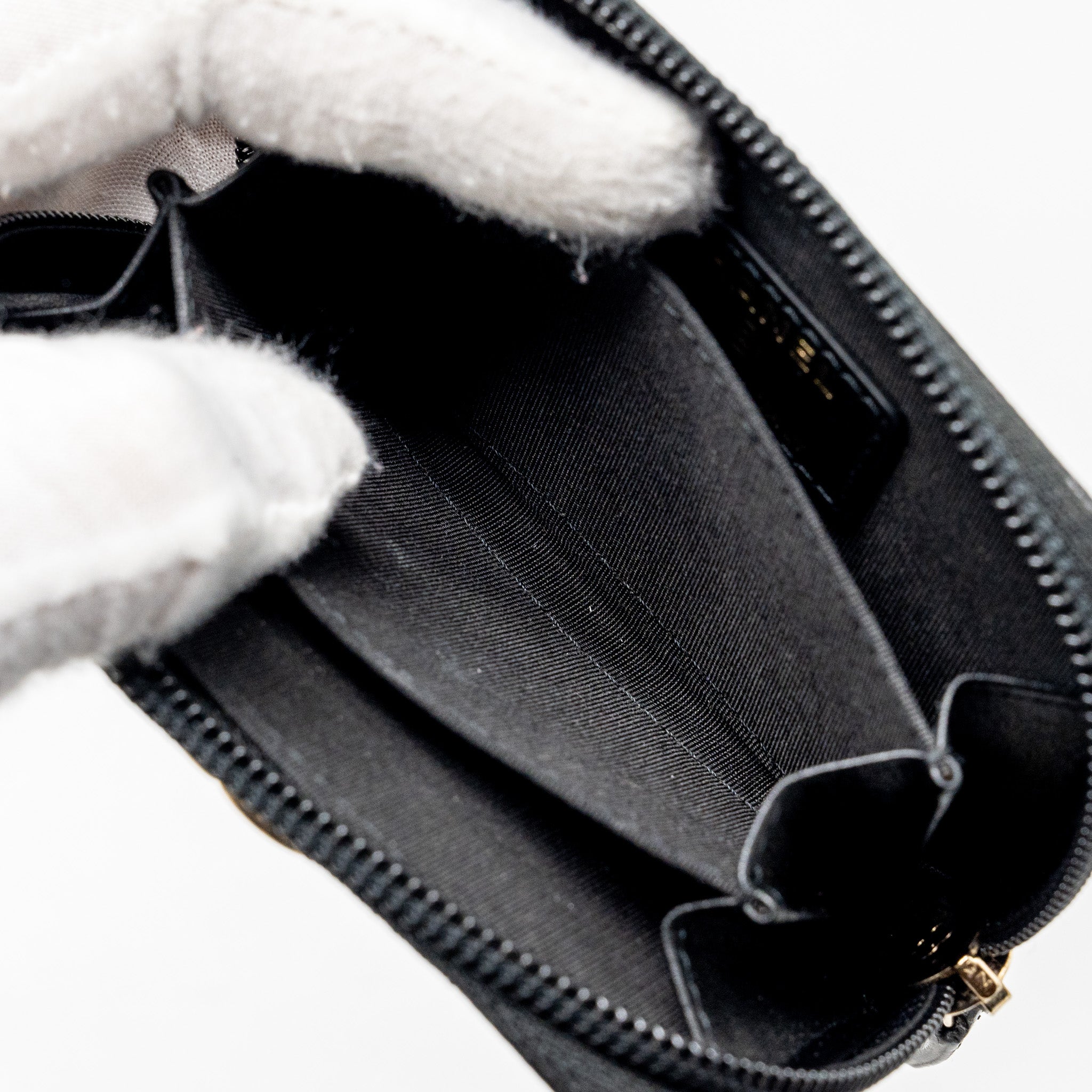 CHANEL BOY ZIP CARD HOLDER CAVIAR BLACK GHW
