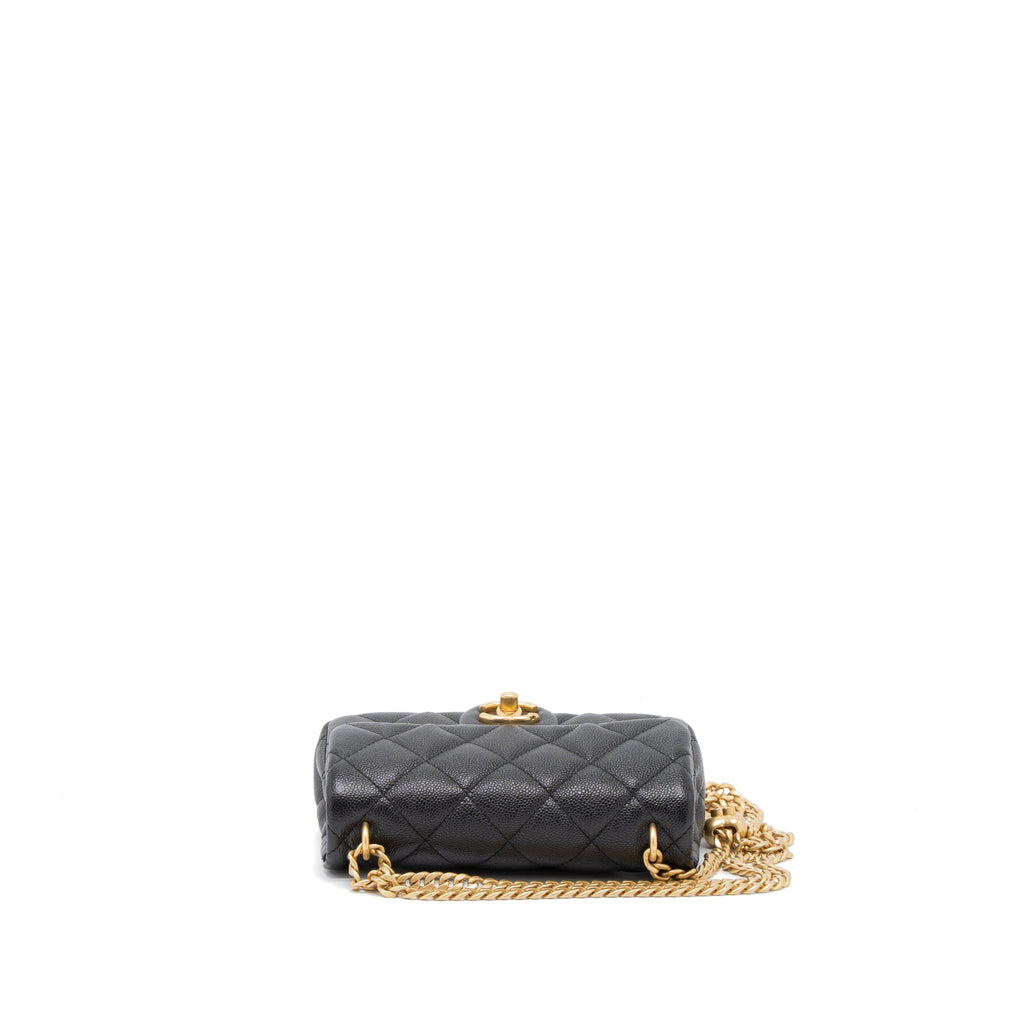 CHANEL 23P MINI COCO LOVE FLAP BAG CAVIAR BLACK GHW (MICROCHIP)