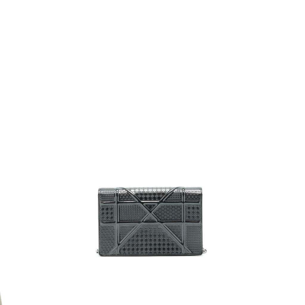 DIOR DIORAMA WALLET ON CHAIN METALLIC BLACK SHW