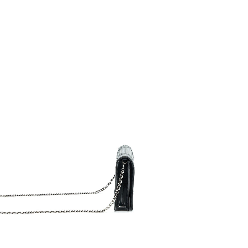 DIOR DIORAMA WALLET ON CHAIN METALLIC BLACK SHW