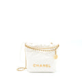 CHANEL MINI 22 BAG SHINY CALFSKIN WHITE BRUSHED GHW (MICROCHIP)