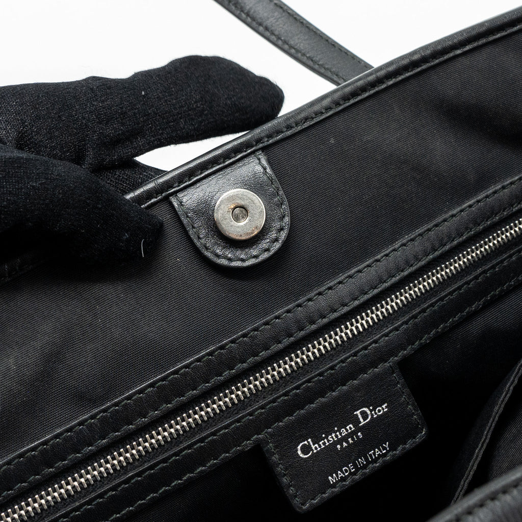 DIOR SHOPPING TOTE BAG FABRIC/LEATHER BLACK SHW