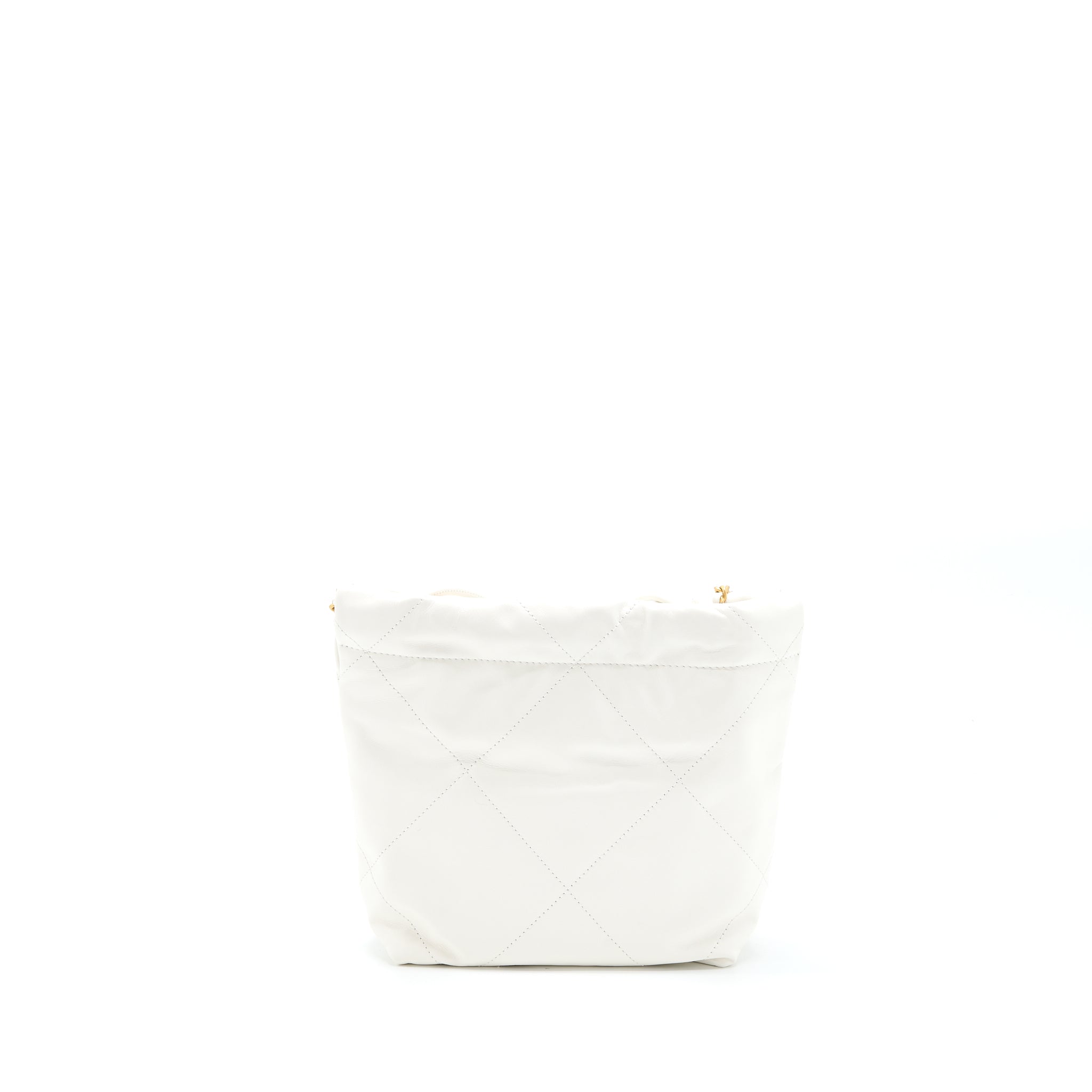 CHANEL MINI 22 BAG SHINY CALFSKIN WHITE BRUSHED GHW (MICROCHIP)