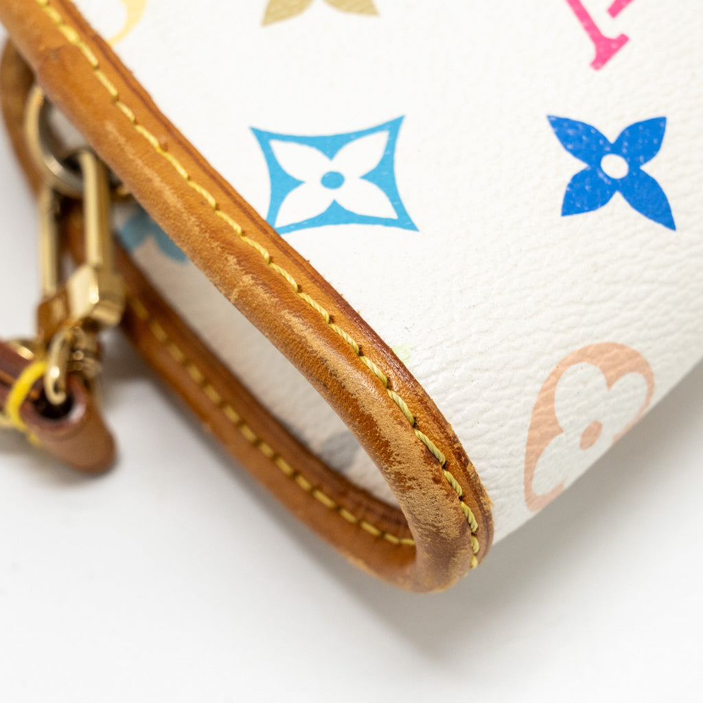 LOUIS VUITTON VINTAGE SHIRLEY CLUTCH MULTICOLOUR MONOGRAM CANVAS WHITE GHW