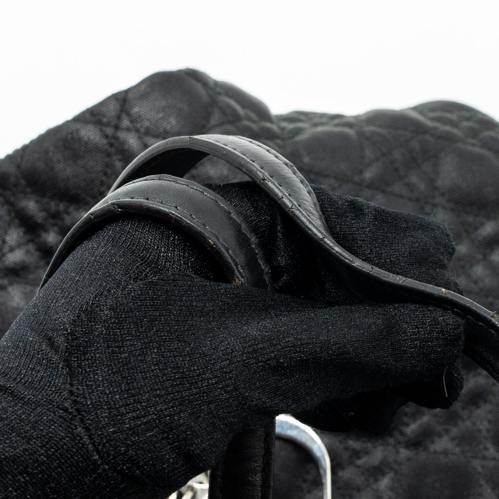 DIOR SHOPPING TOTE BAG FABRIC/LEATHER BLACK SHW
