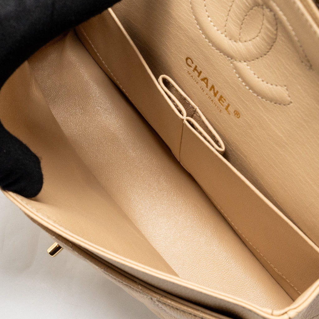 CHANEL MEDIUM CLASSIC DOUBLE FLAP BAG CAVIAR BEIGE GHW