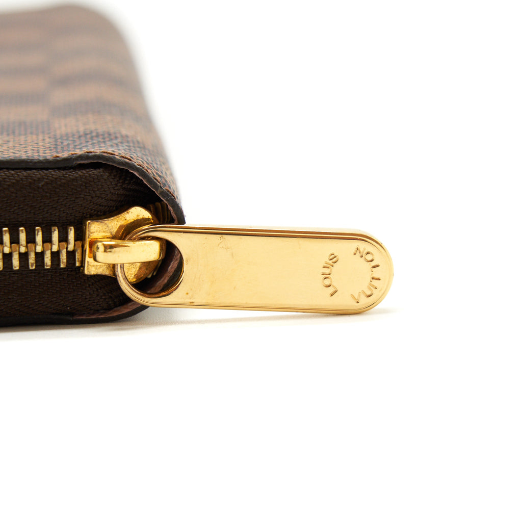 LOUIS VUITTON ZIPPY WALLET DAMIER EBENE CANVAS / ROSE BALLERINE