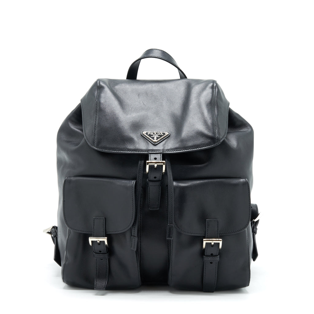 PRADA ZAINETTO BACKPACK SOFT CALFSKIN BLACK SHW