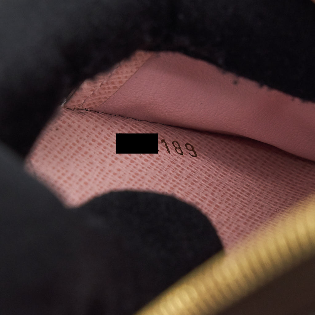LOUIS VUITTON ZIPPY WALLET DAMIER EBENE CANVAS / ROSE BALLERINE