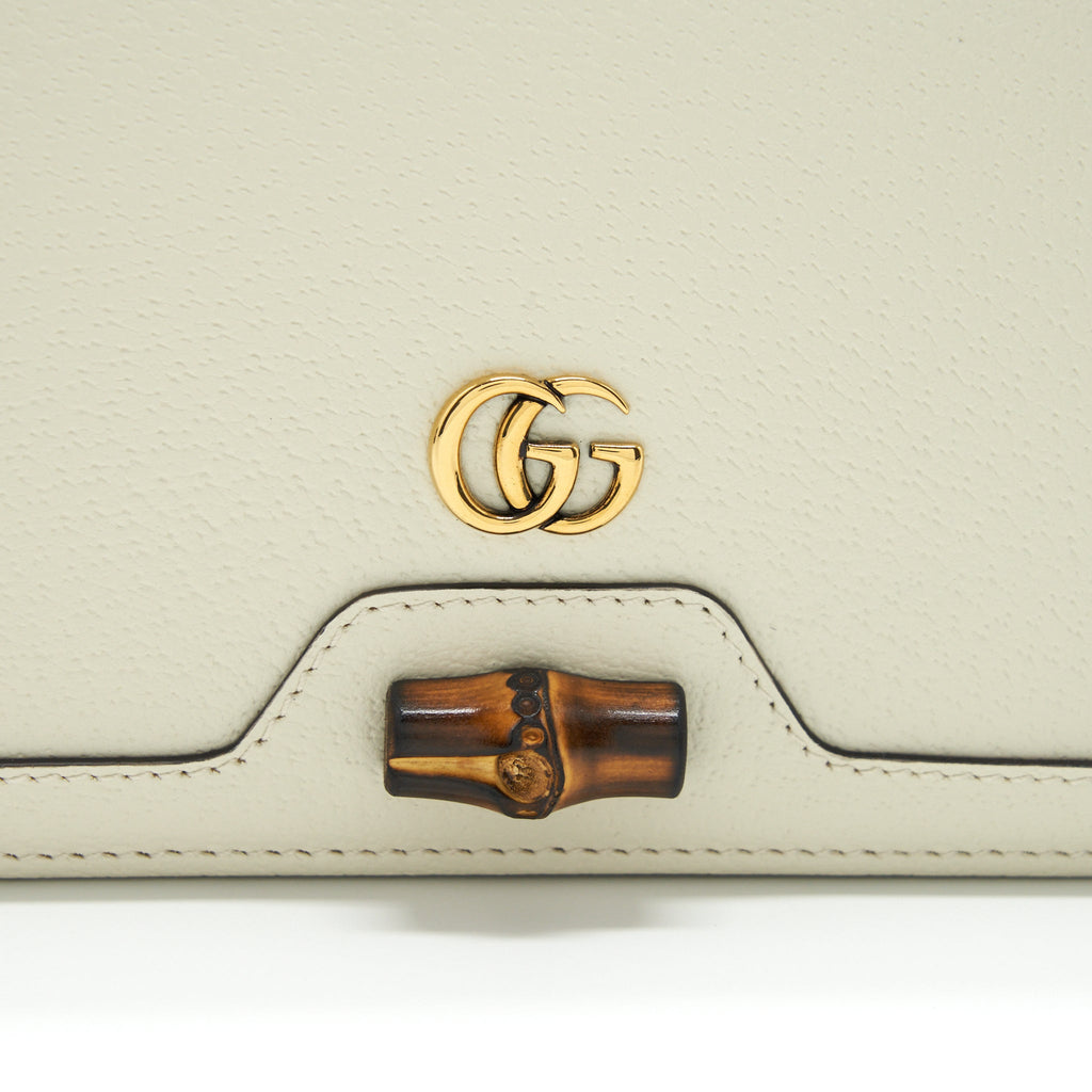 GUCCI DIANA MINI BAG WITH BAMBOO WHITE GHW