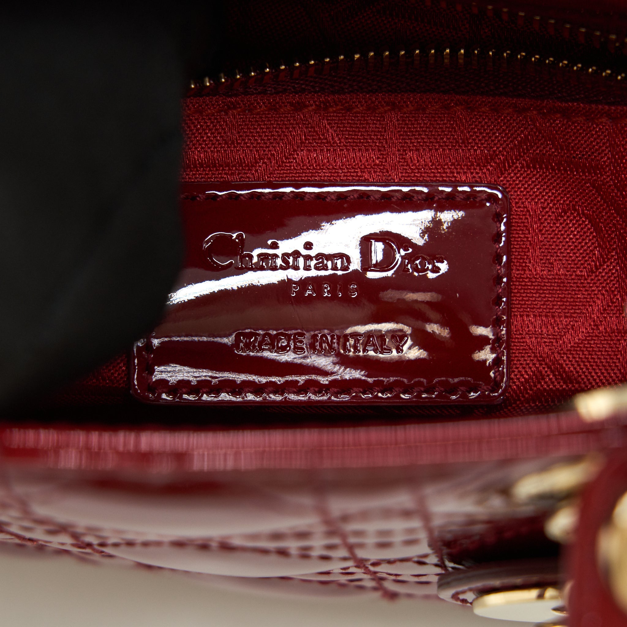 DIOR MINI LADY DIOR PATENT LEATHER RED WITH GHW