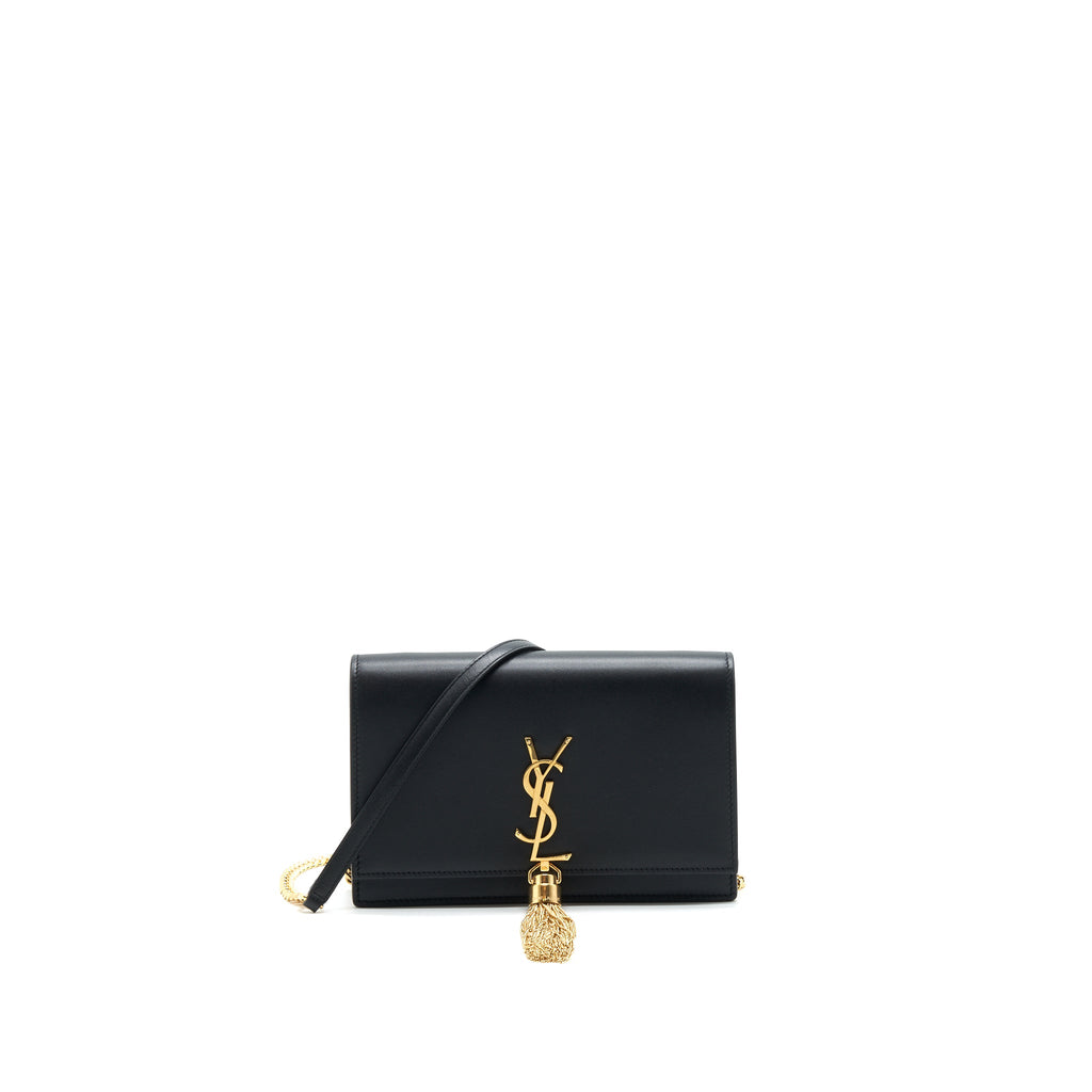 SAINT LAUREN  KATE WALLET ON CHAIN WITH TASSEL BLACK GHW
