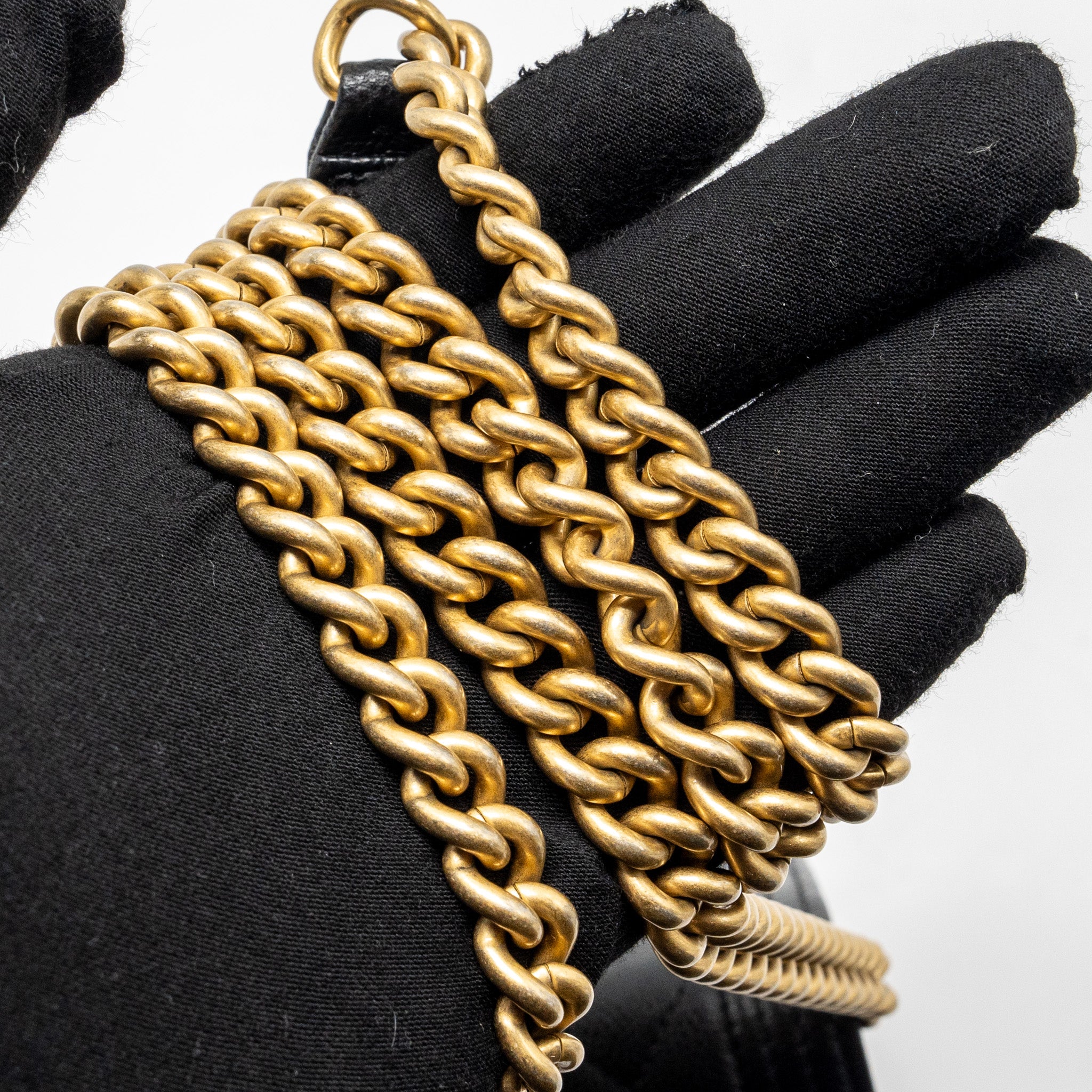 CHANEL BOY WALLET ON CHAIN CAVIAR BLACK GHW (MICROCHIP)