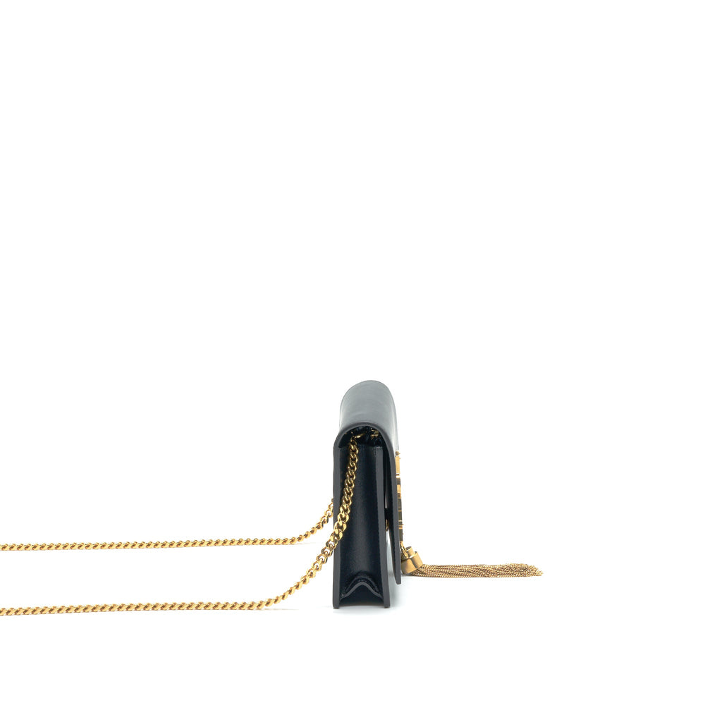 SAINT LAUREN  KATE WALLET ON CHAIN WITH TASSEL BLACK GHW