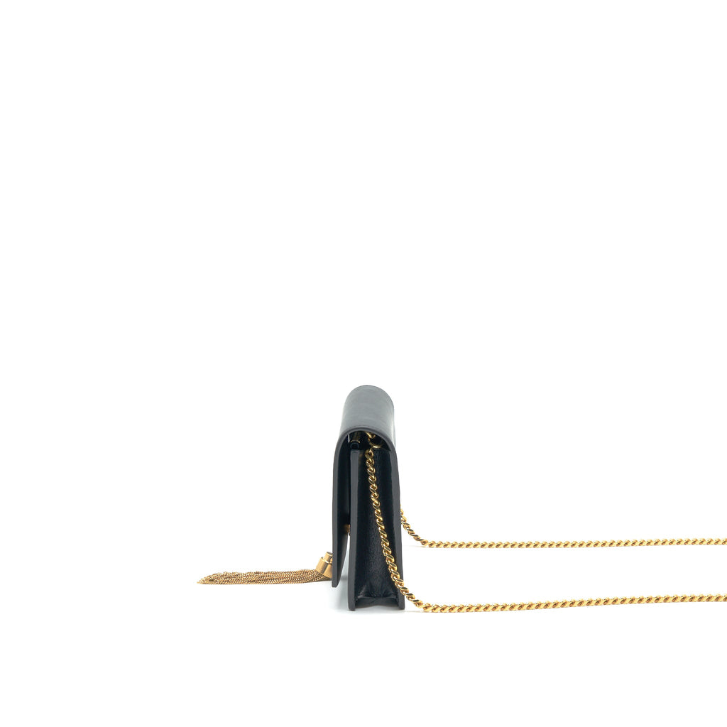 SAINT LAUREN  KATE WALLET ON CHAIN WITH TASSEL BLACK GHW