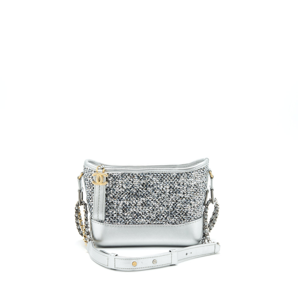 CHANEL TWEED SMALL GABRIELLE HOBO BAG GREY