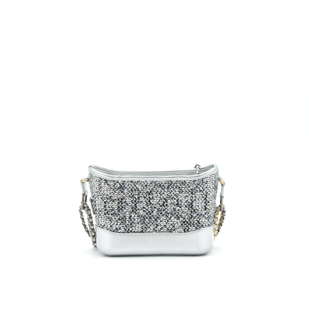 CHANEL SEASONAL TWEED SMALL GABRIELLE HOBO BAG GREY MULTICOLOUR HARDWARE