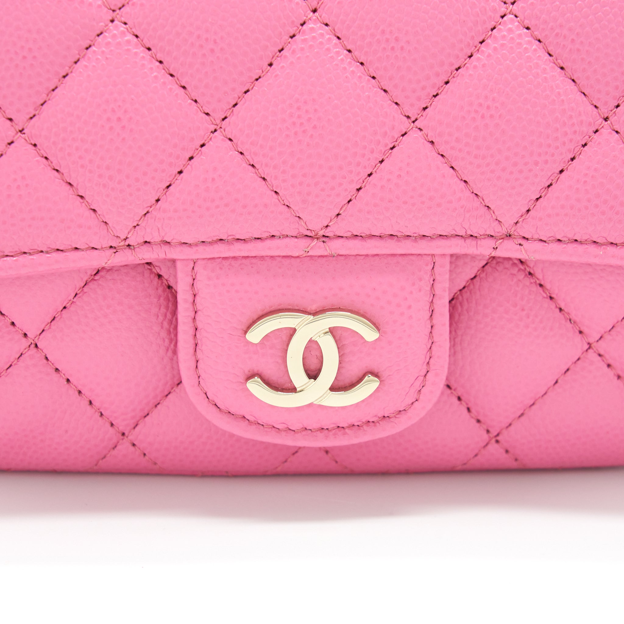 CHANEL GLASSES CASE FLAP BAG WITH CHAIN CAVIAR PINK LGHW