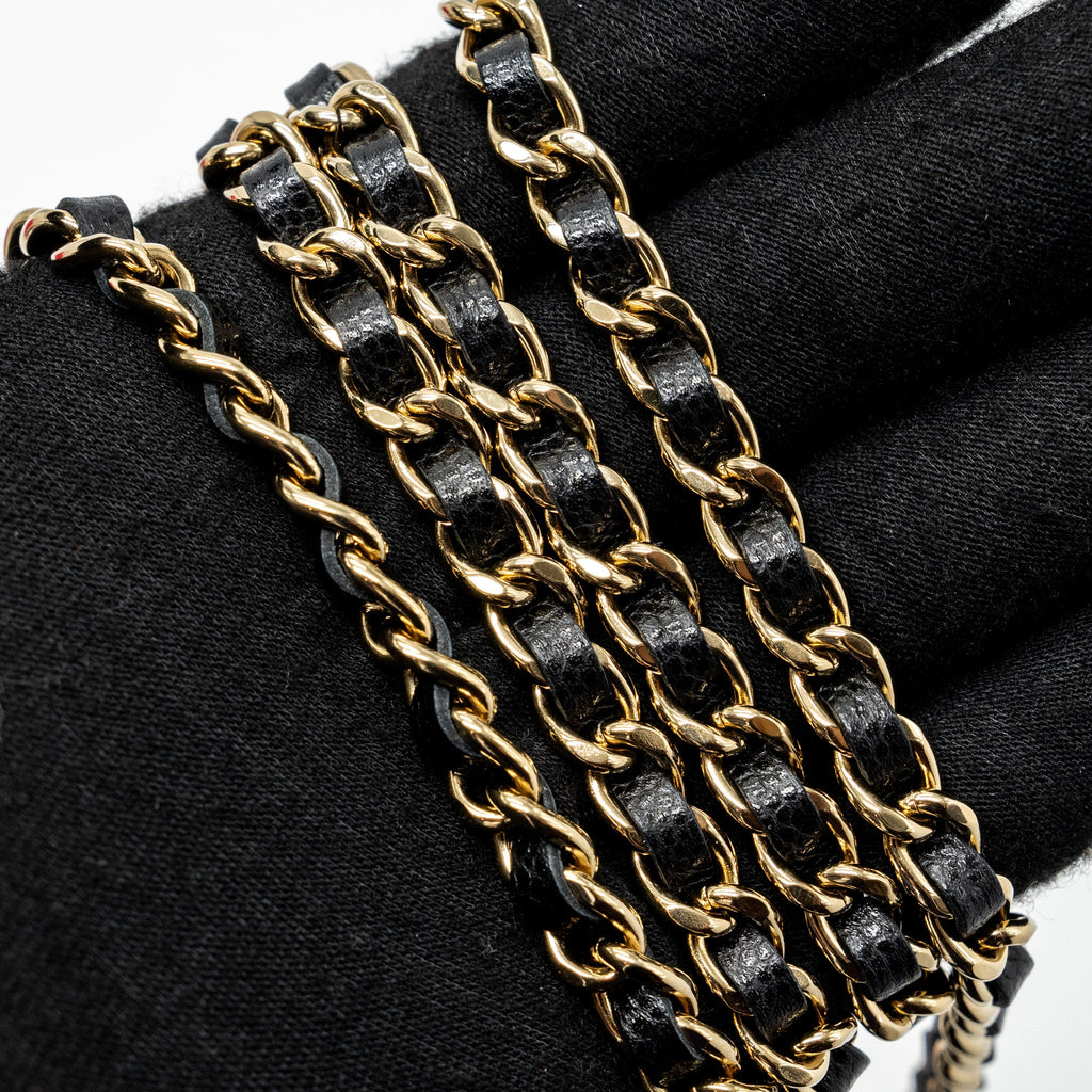 CHANEL DOUBLE POCKET WALLET ON CHAIN CAVIAR BLACK LGHW(MICROCHIP)