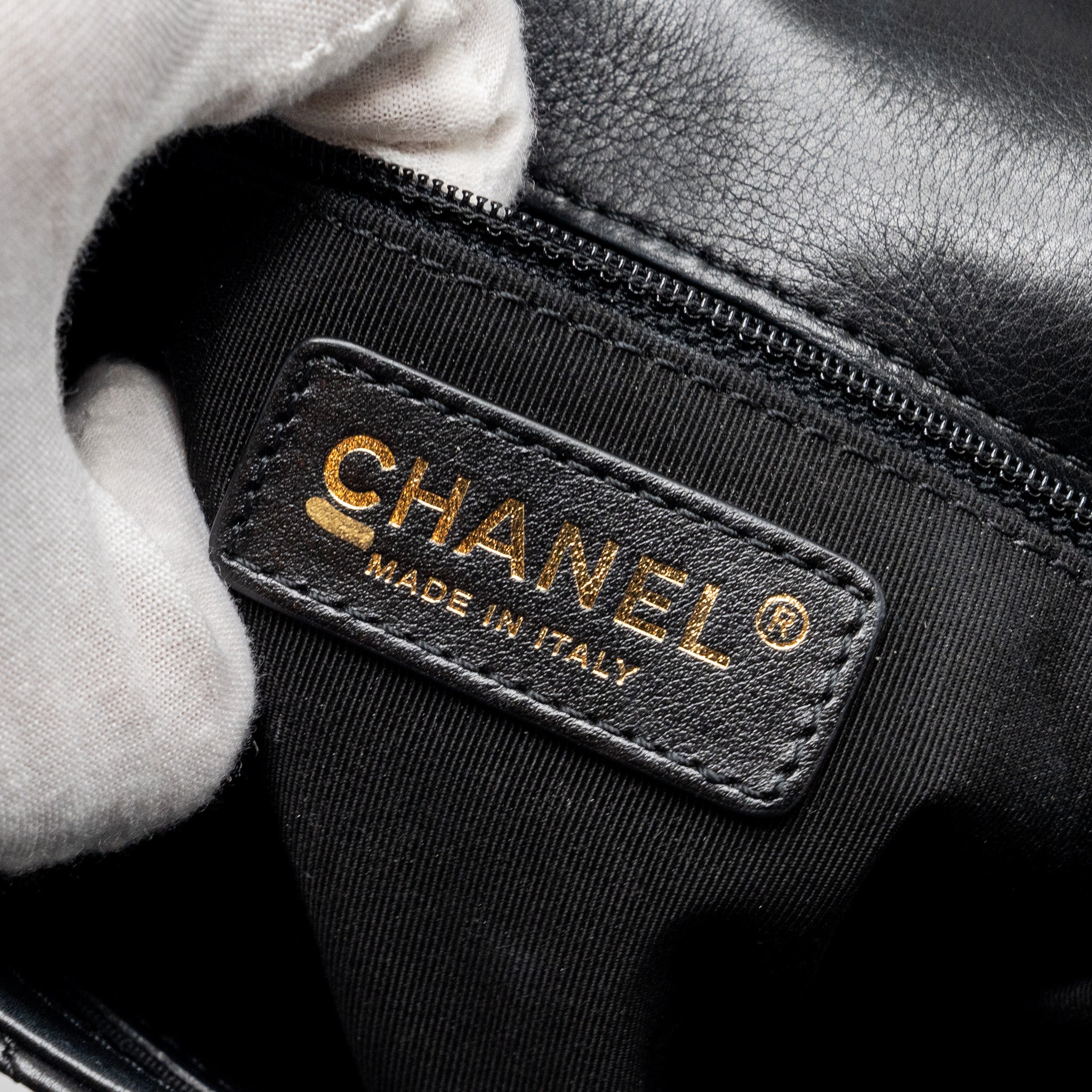 CHANEL HALF MOON QUILTED FLAP BAG GRAINED CALFSKIN BLACK GHW