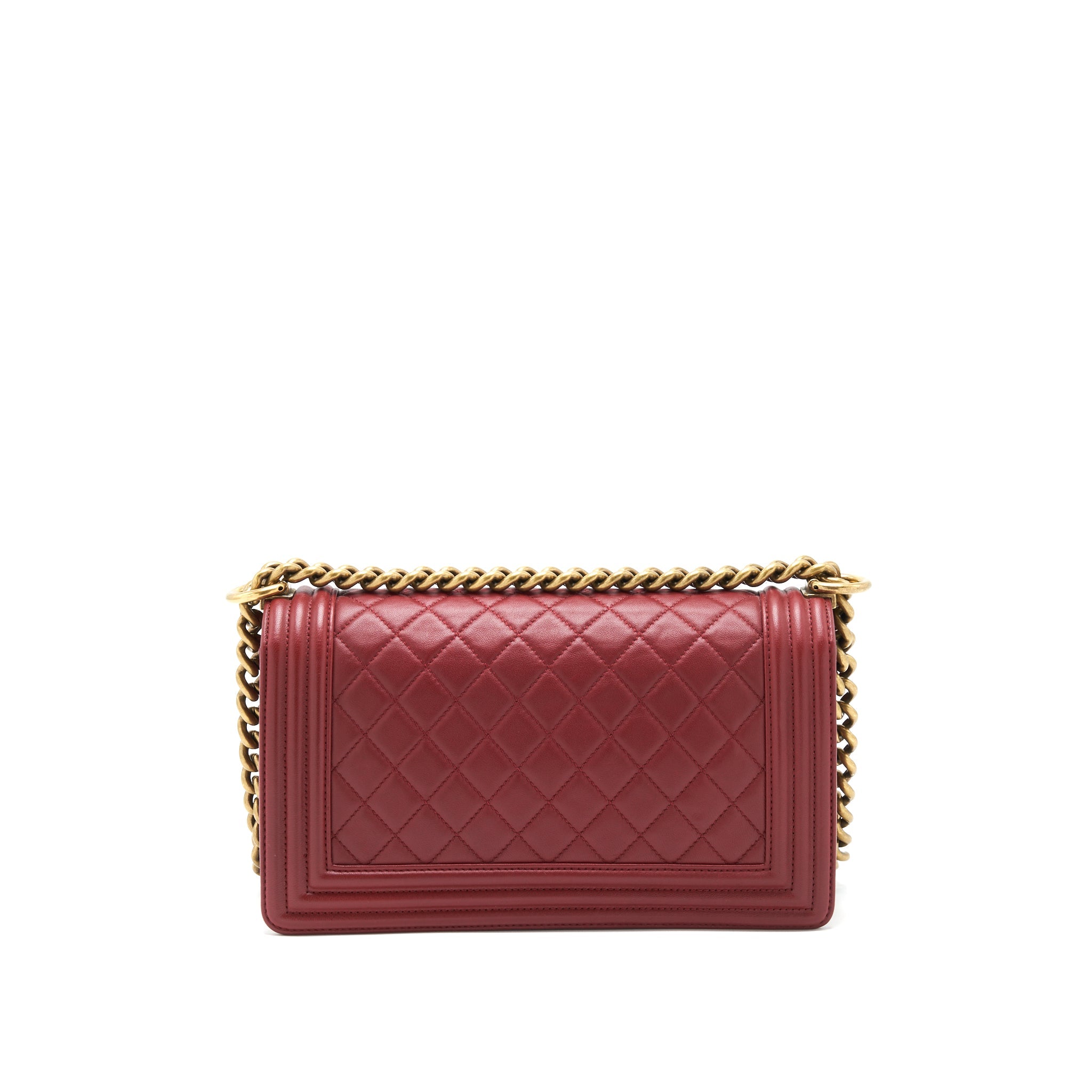 CHANEL MEDIUM BOY BAG LAMBSKIN BURGUNDY GHW