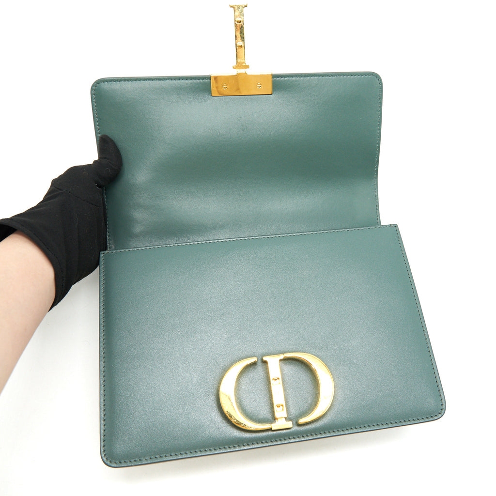 DIOR 30 MONTAIGNE MEDIUM FLAP BAG GREEN WITH GHW
