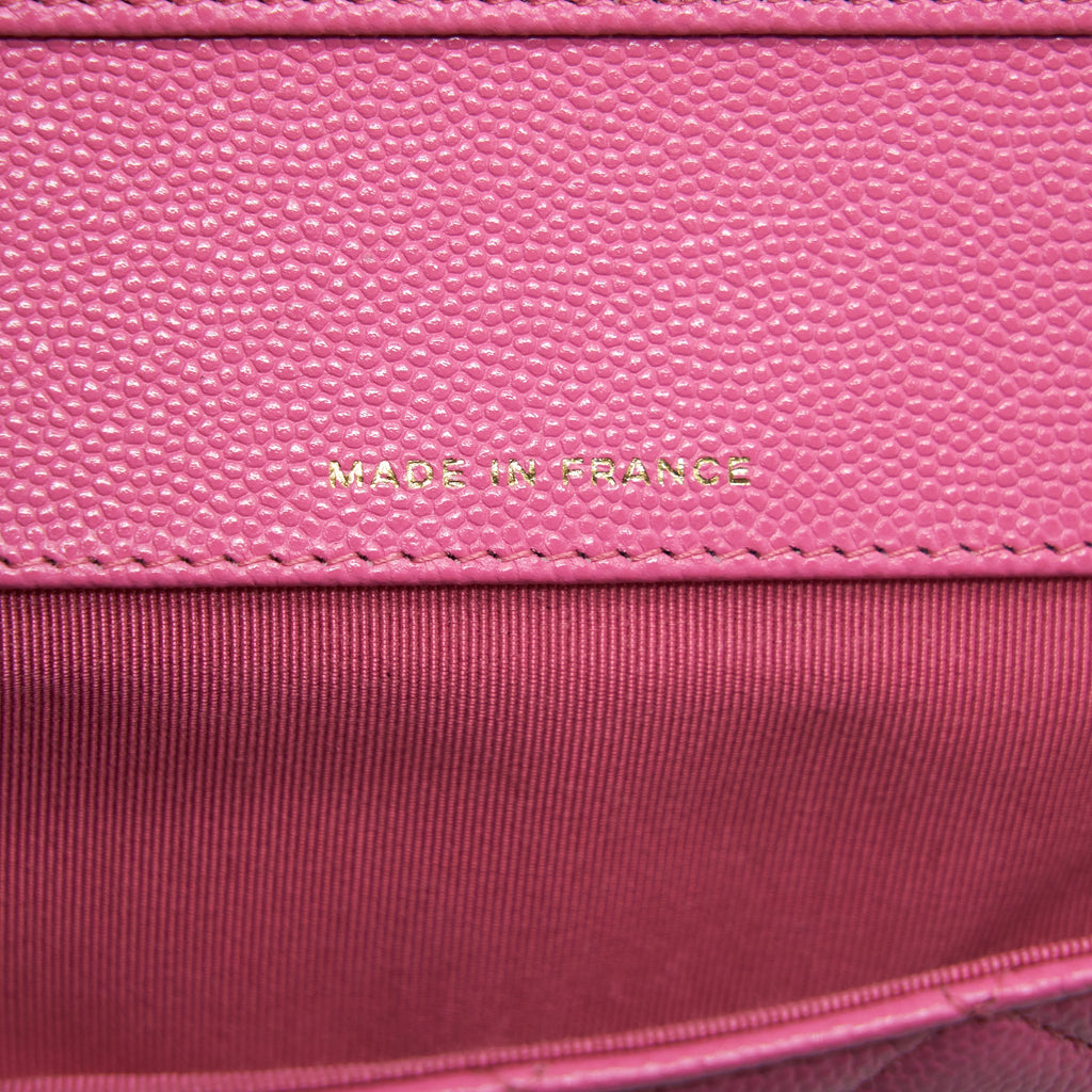 CHANEL GLASSES CASE FLAP BAG WITH CHAIN CAVIAR PINK LGHW
