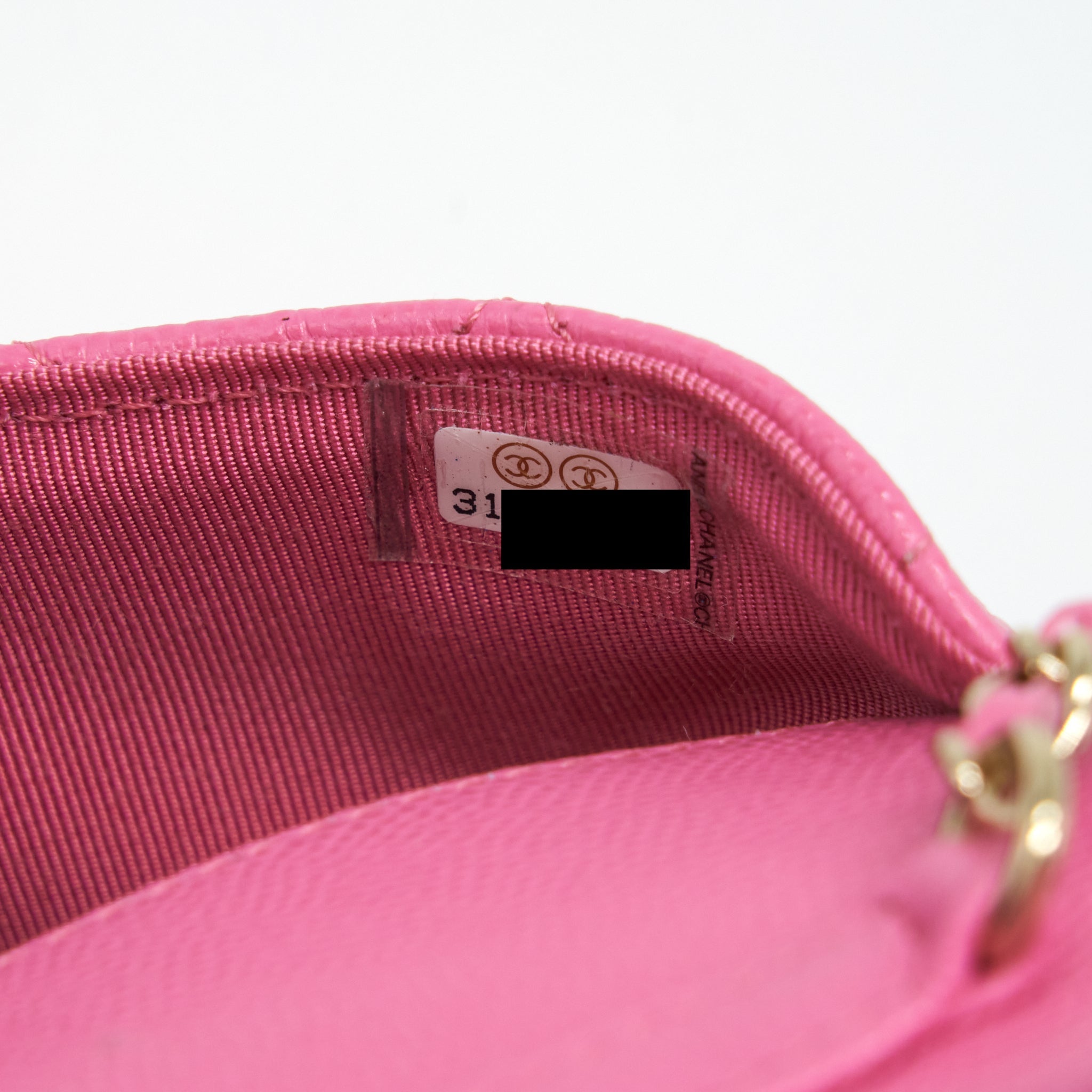 CHANEL GLASSES CASE FLAP BAG WITH CHAIN CAVIAR PINK LGHW