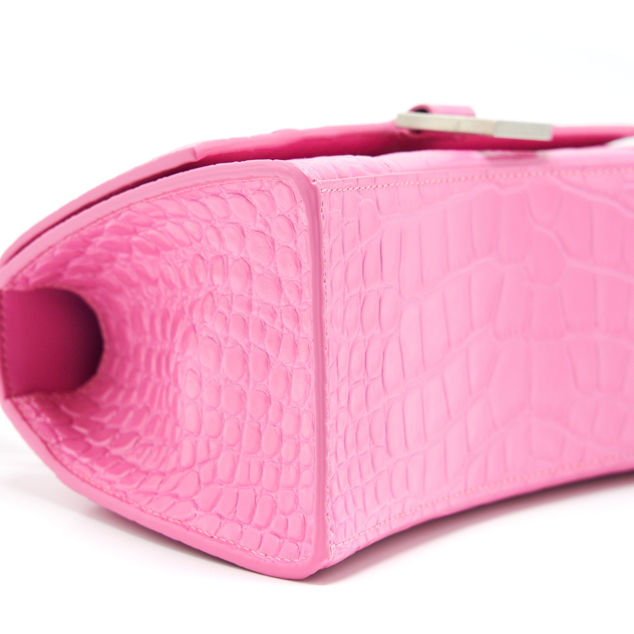 BALENCIAGA HOURGLASS CROC EMBOSSED PINK SHW