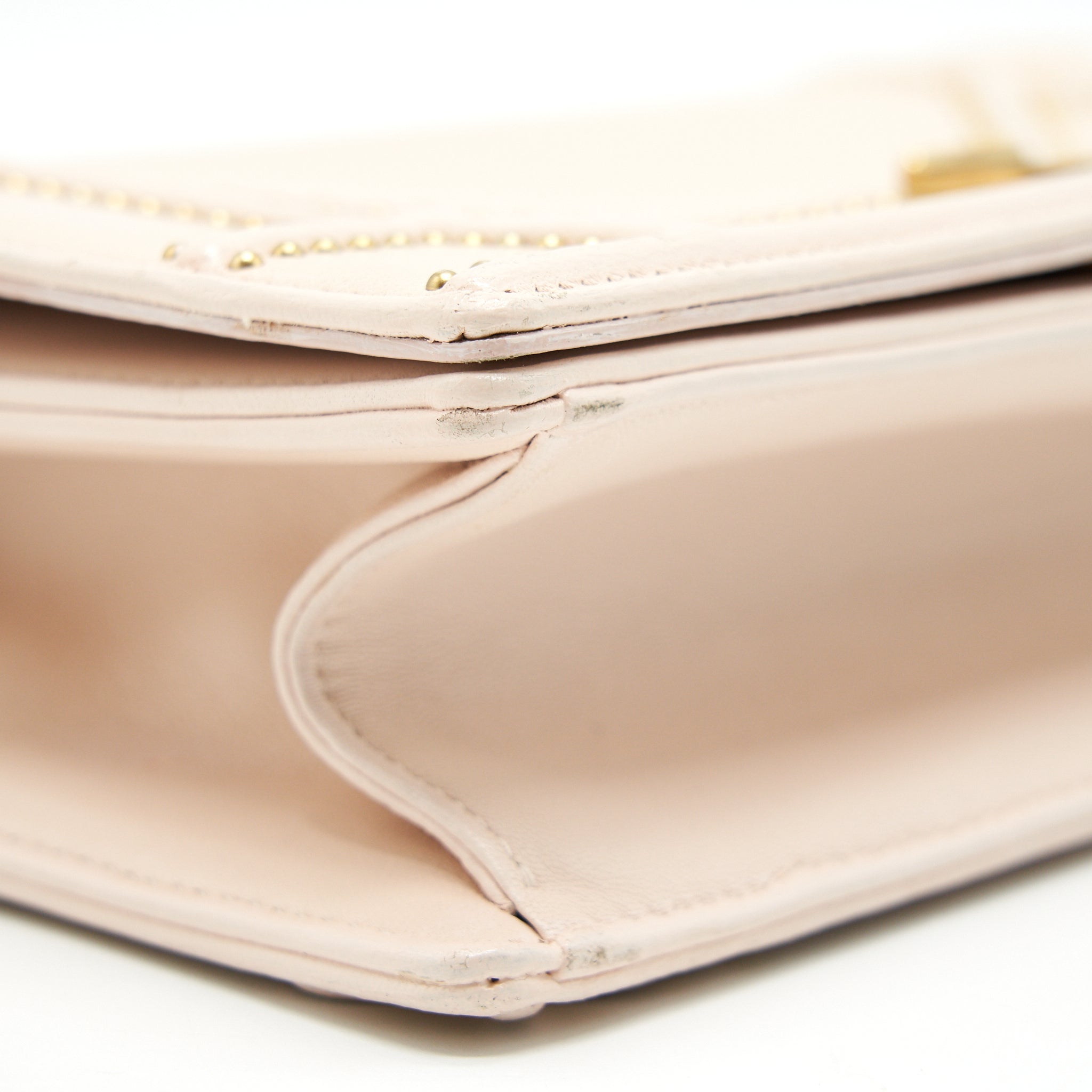 DIOR SMALL STUDDED DIORAMA BEIGE WITH GHW