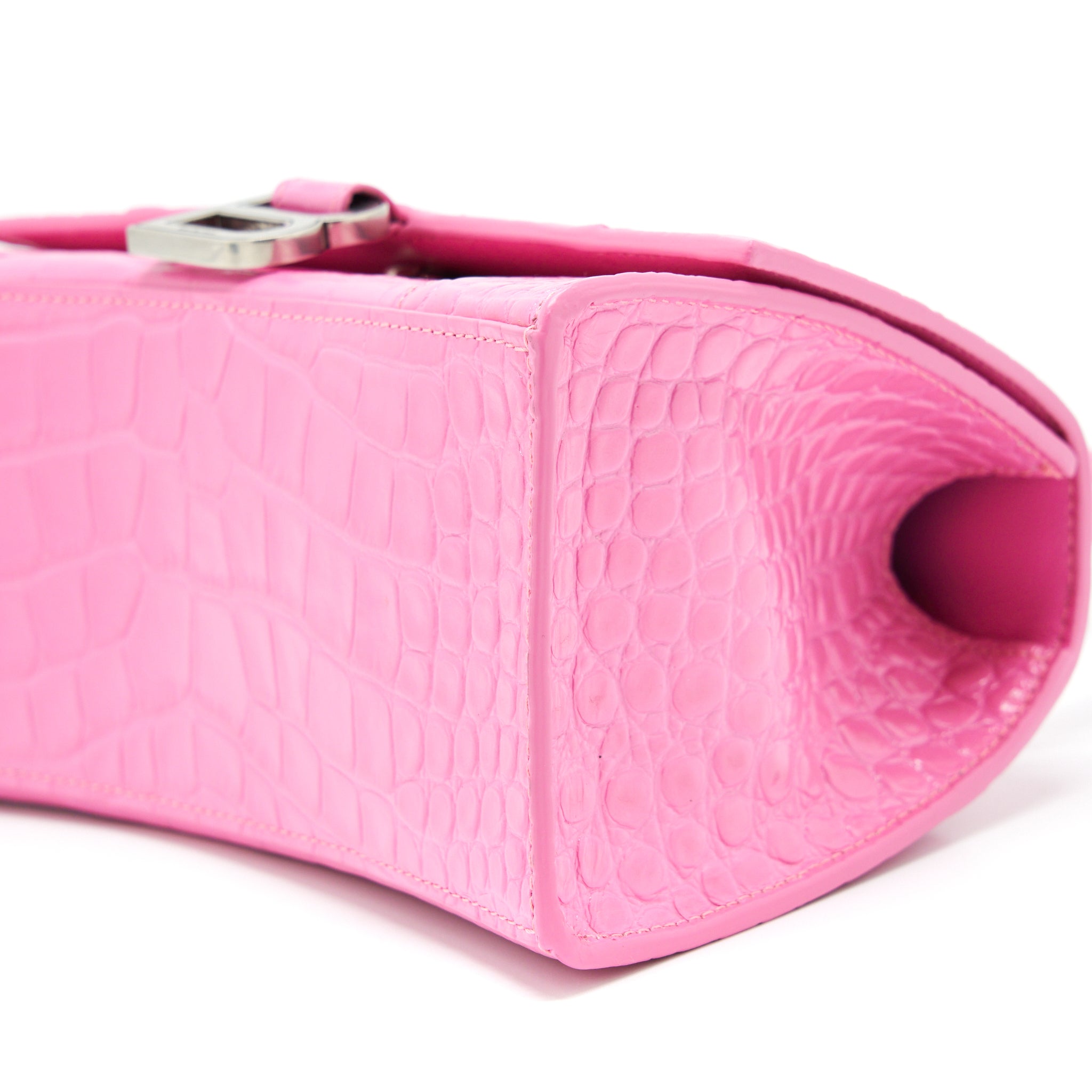 BALENCIAGA HOURGLASS CROC EMBOSSED PINK SHW