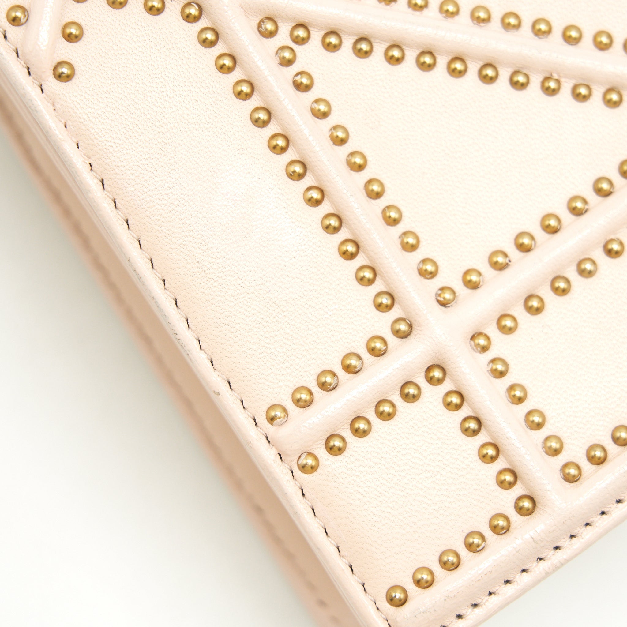 DIOR SMALL STUDDED DIORAMA BEIGE WITH GHW