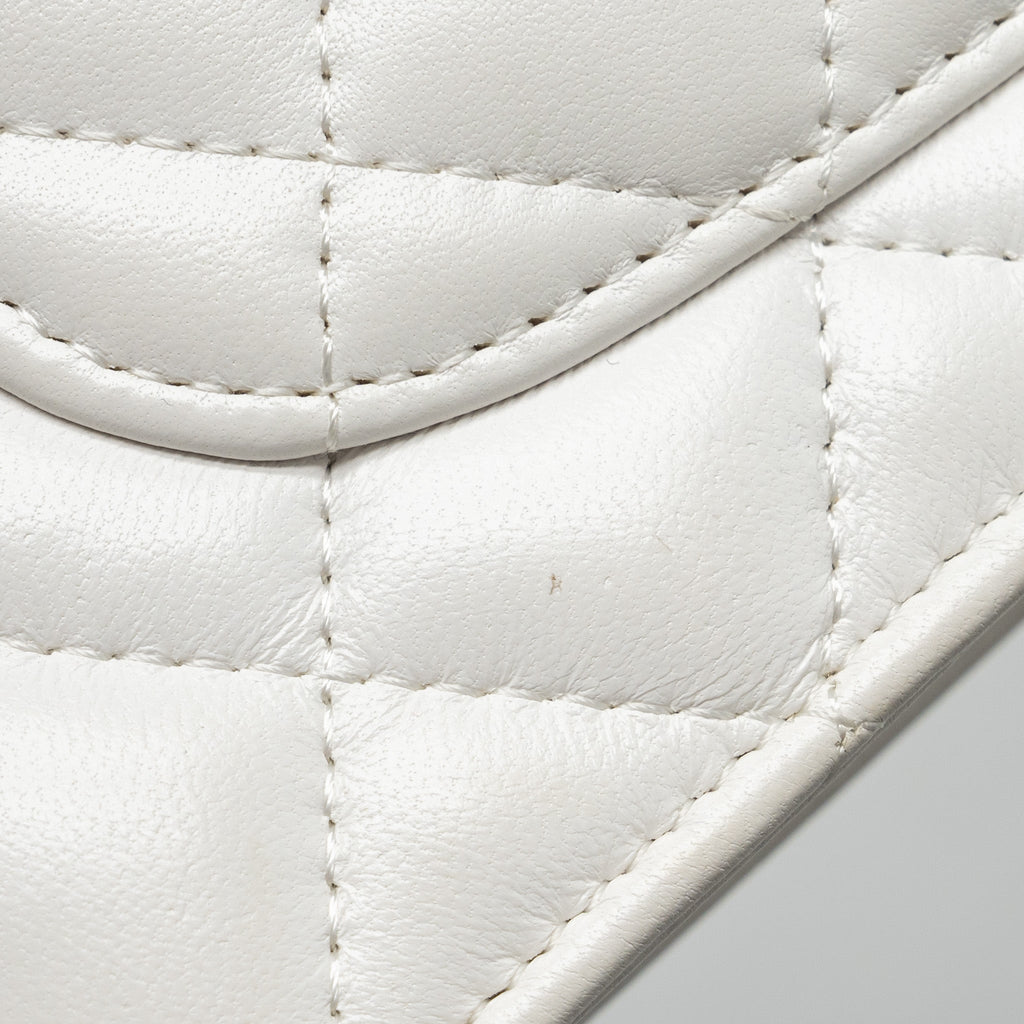 CHANEL GIANT CHAIN CLASSIC WALLET ON CHAIN LAMBSKIN WHITE MULTICOLOUR HARDWARE (MICROCHIP)