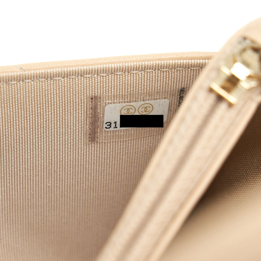 CHANEL 19 WALLET ON CHAIN LAMBSKIN BEIGE GHW