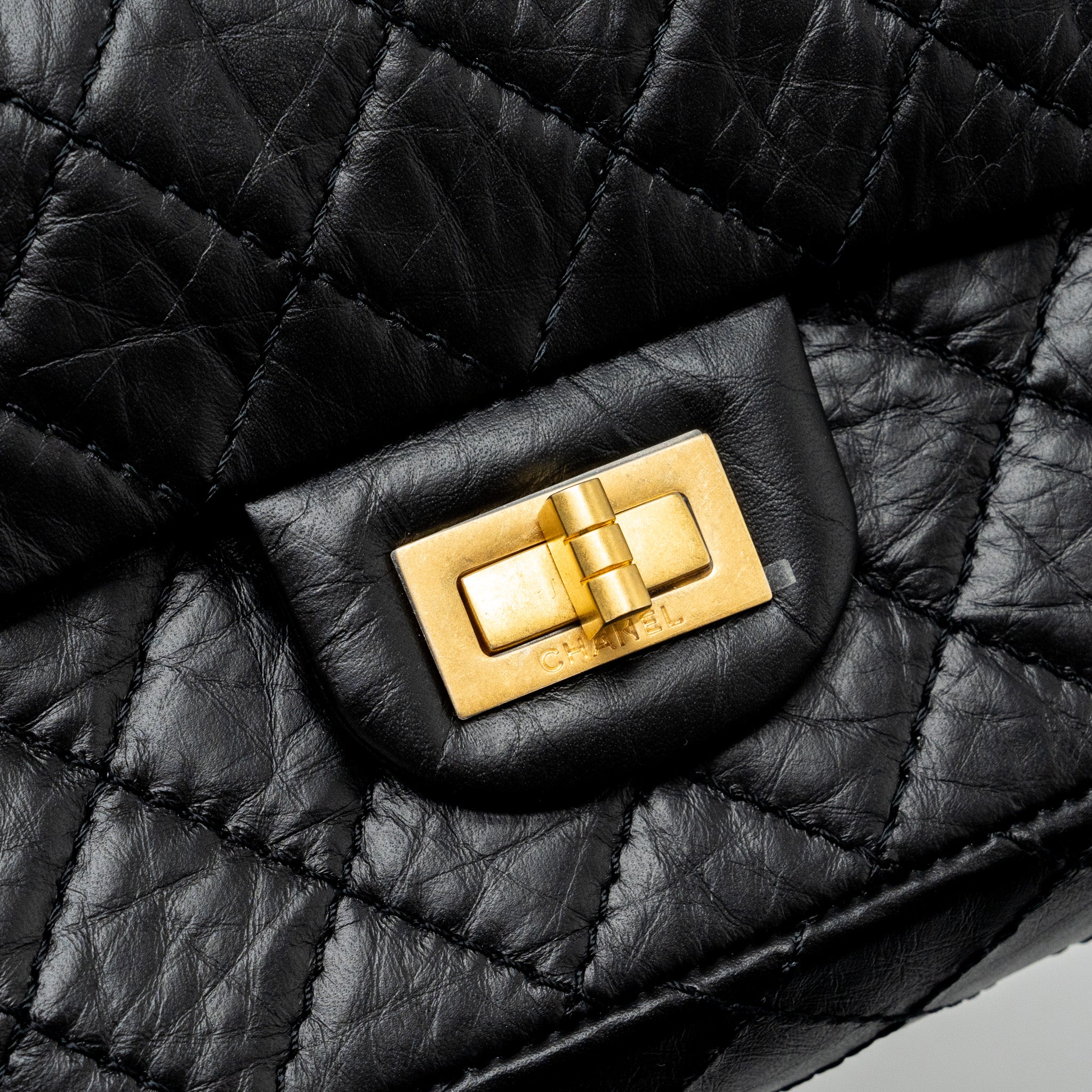CHANEL MINI 2.55 REISSUE AGED CALFSKIN BLACK GHW (MICROCHIP)