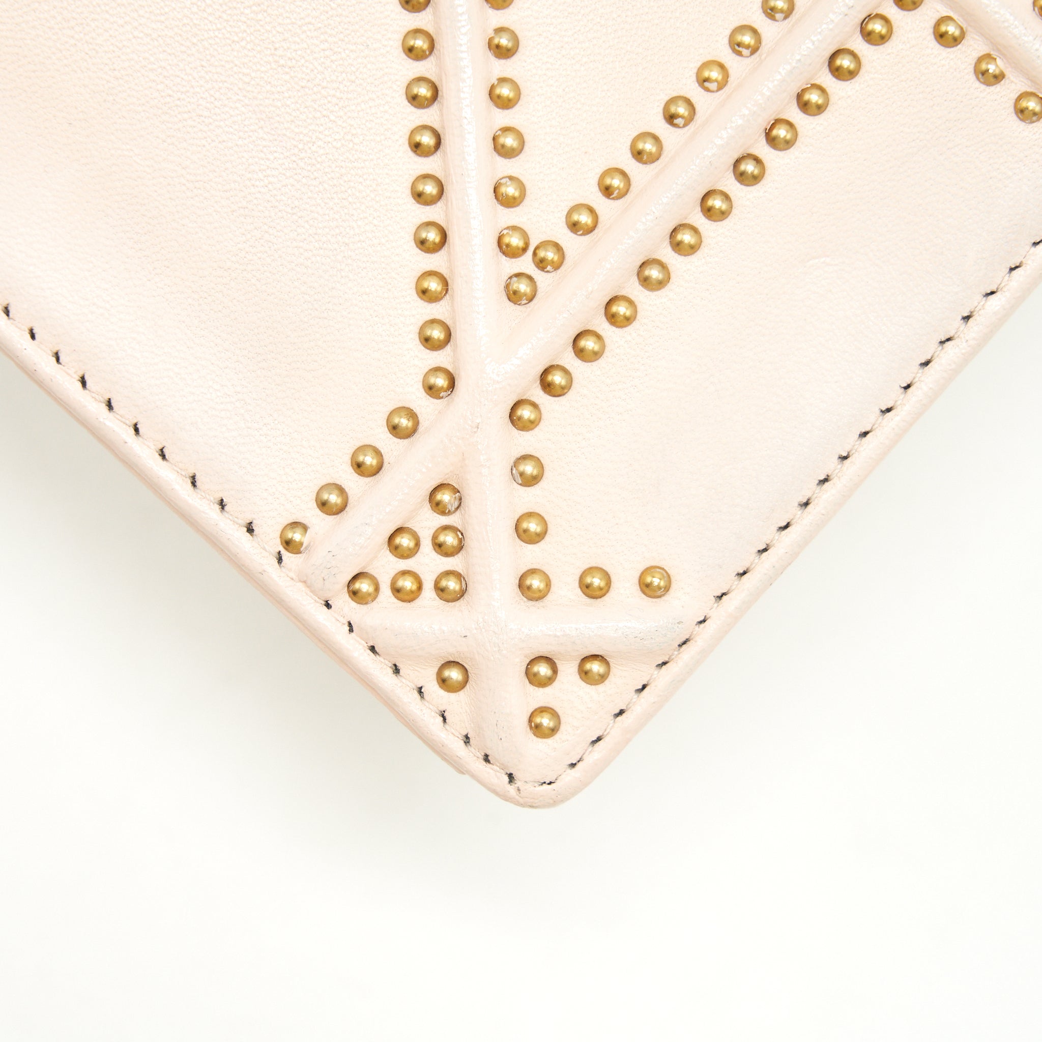 DIOR SMALL STUDDED DIORAMA BEIGE WITH GHW