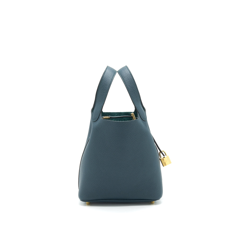 HERMES PICOTIN 18 LOCK BAG VERT CYPRES GHW