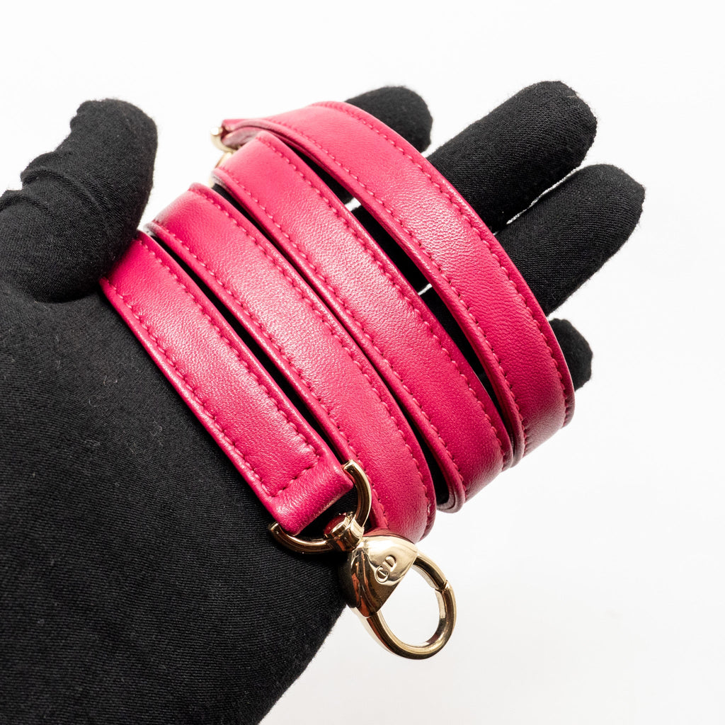 DIOR MEDIUM LADY DIOR LAMBSKIN DARK PINK/PURPLE LGHW